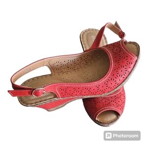 Patrizia Pepe Red Peep-Toe Sandals